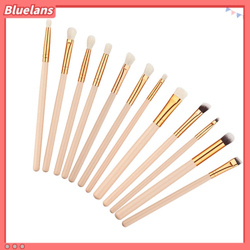 (In Stock) Kacamata Hitam Lensa Warna Warni ♡12pcs / Set Brush Kosmetik / Makeup Bulu Wol Gagang Kayu Untuk Foundation, Bedak, Eyeshadow, Eyeliner