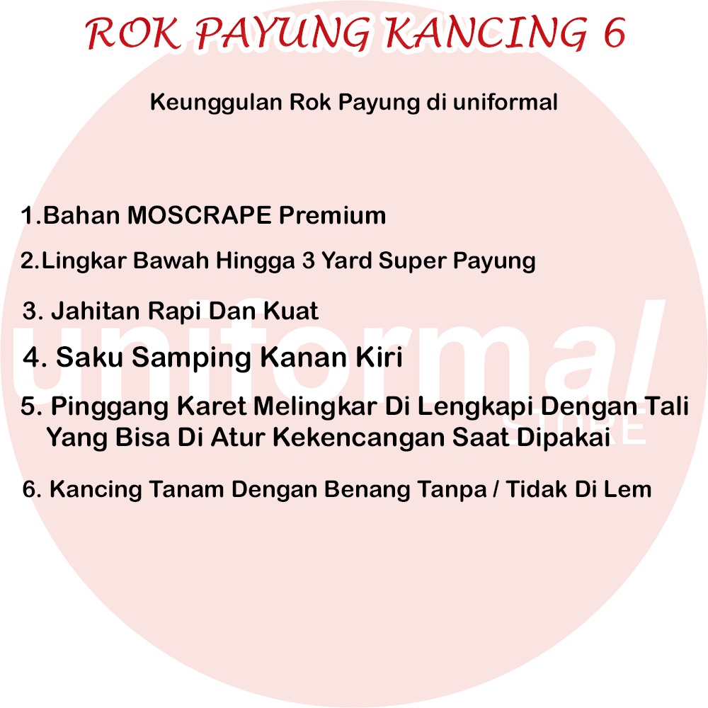 Rok Panjang Payung Polos Wanita / Rok Cewek JUMBO Bahan Moscrape Katun Premium / Rok Kain Muslim Perempuan Kancing Depan/ Bawahan Muslimah Model Mayung /  Pinggang / ROK Polos ROK PANJANG PAYUNG JUMBO WANITA BAHAN MOSCRAPE BAWAHAN WANITA MUSLIM ROK KAIN