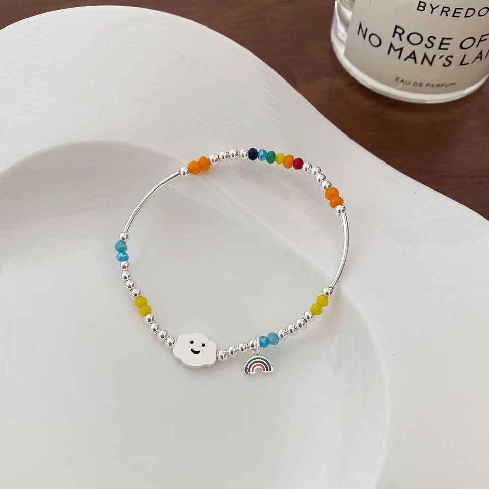 Korea Korea Pelangi Smiley Bear Cinta Manik-Manik Gelang 2021terbaru ins Niche Desain Gelang Manik-Manik Perempuan