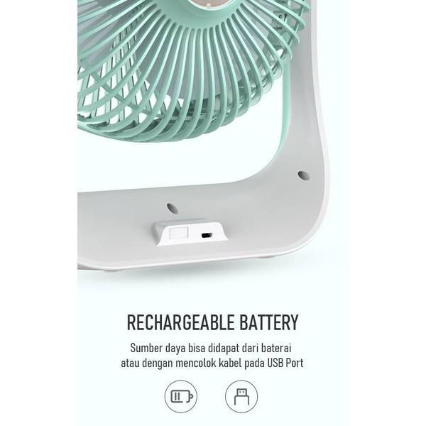 ROBOT RT-BF13 Kipas Portable Fan4000mAh 7inch Rotatable 300° Rechargeable Led Garansi Original Resmi