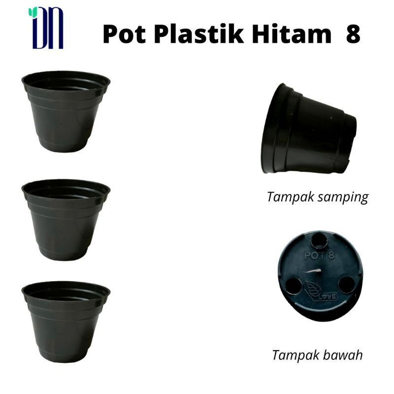 Pot Hitam 8 Cm - Pot 8 Cm Hitam Pot Bunga 8CM Plastik Kaktus Vas Bunga Kecil Hitam Pot Hidroponik Mini Pot