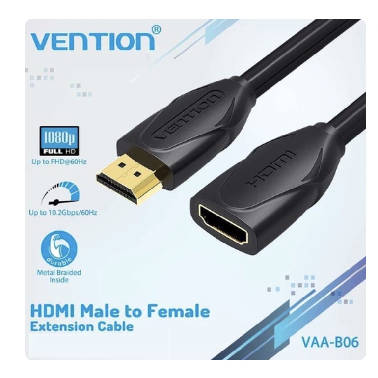 Vention Kabel HDMI Male to Female Extension Cable Black ORIGINAL Resmi - 1.5M