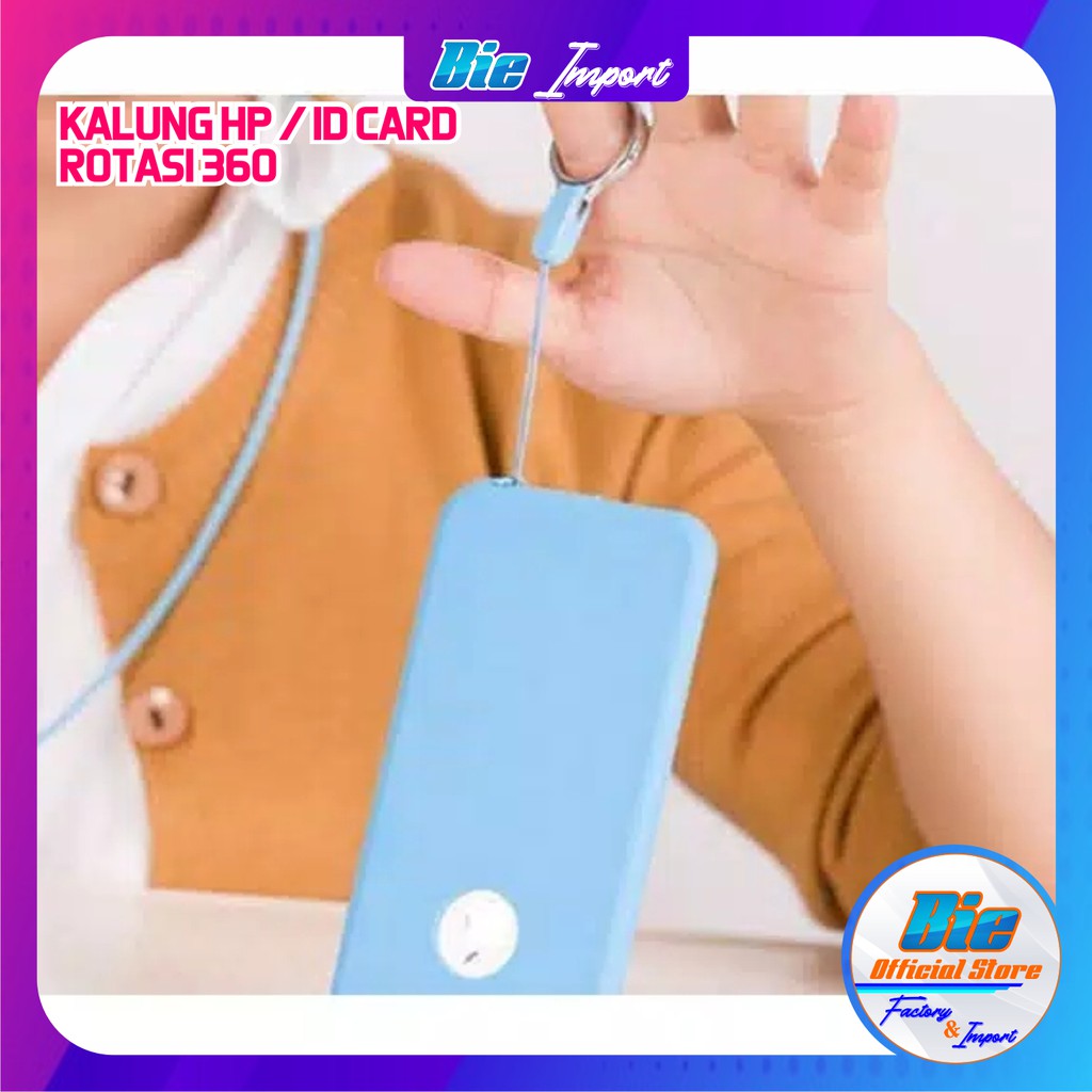 Kalung Tali 2 in 1 putar 360* Serbaguna / Kalung HP / Tali ID Card Impor