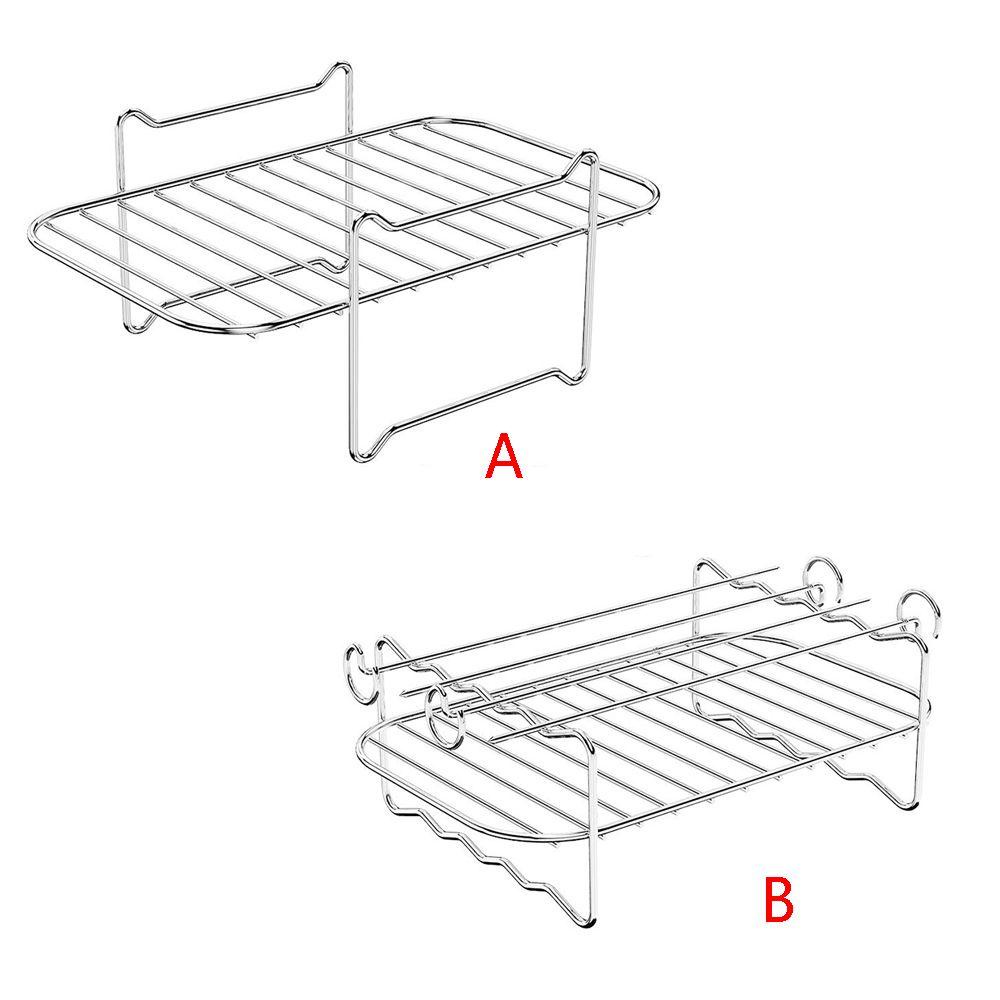 Solighter Air Fryer Rak Serbaguna Double Basket Air Fryer Aksesoris Grill Rack