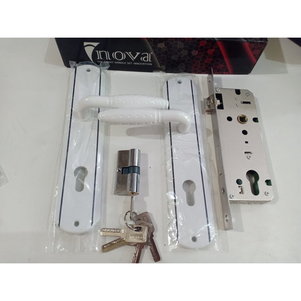 Kunci Pintu Besar Gagang Putih Bodi Sus 304