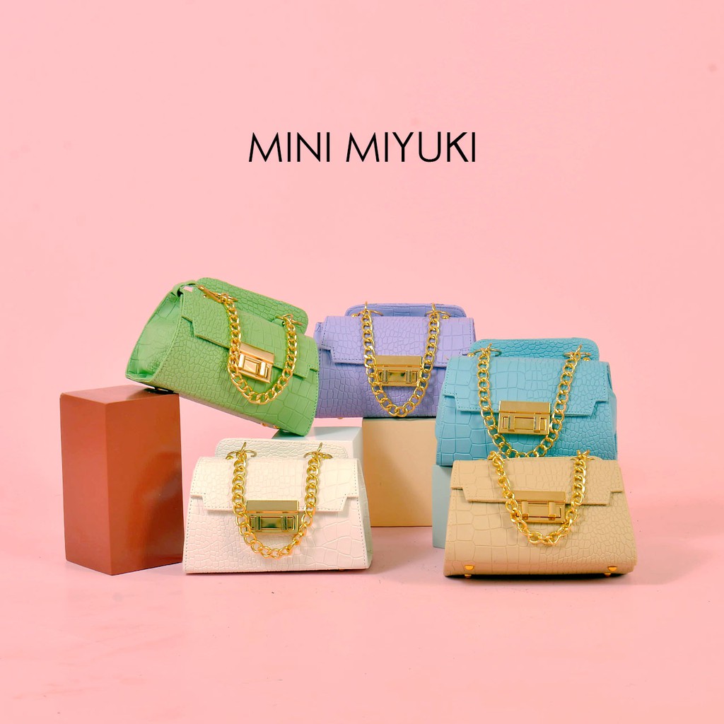 Mini Miyuki | Sources.id Original  - Tas Selempang Wanita Bahu Lucu Kecil / Mini Tali Rantai Gold se