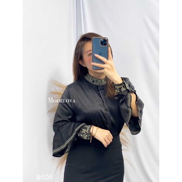 MDLV ~ BM 8606 BRIANA BELL SLEEVE TOP // ATASAN LENGAN PANJANG SATIN // FASHION IMPORT WANITA