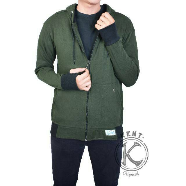 Jaket Hoodie Roundhand Hijau Casual Unisex Pria Wanita Kent ( Free Gelang )