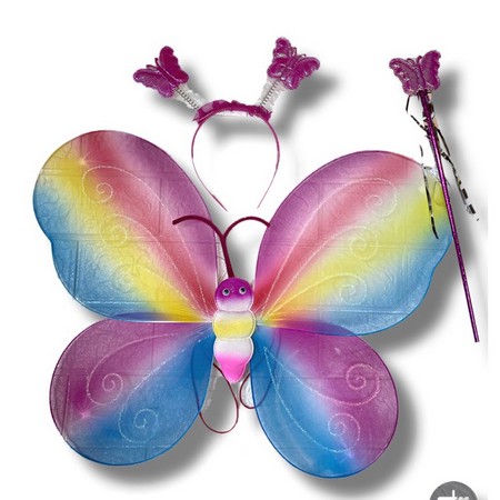 1set SAYAP PERI KUPU KUPU LED PELANGI SAYAP BIDADARI BANDO TONGKAT