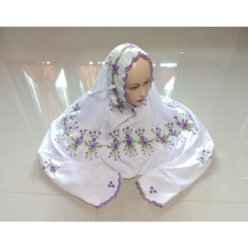Mukenah Dewasa Bordir Cantik Premium/ Mukenah Putih Murmer