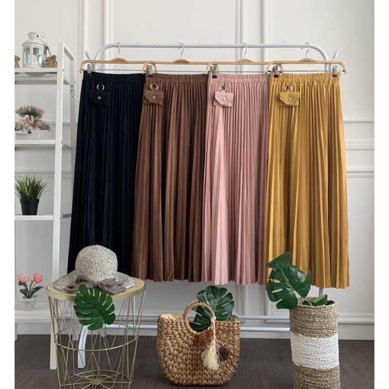 rok plisket suede import kwalitas london girl