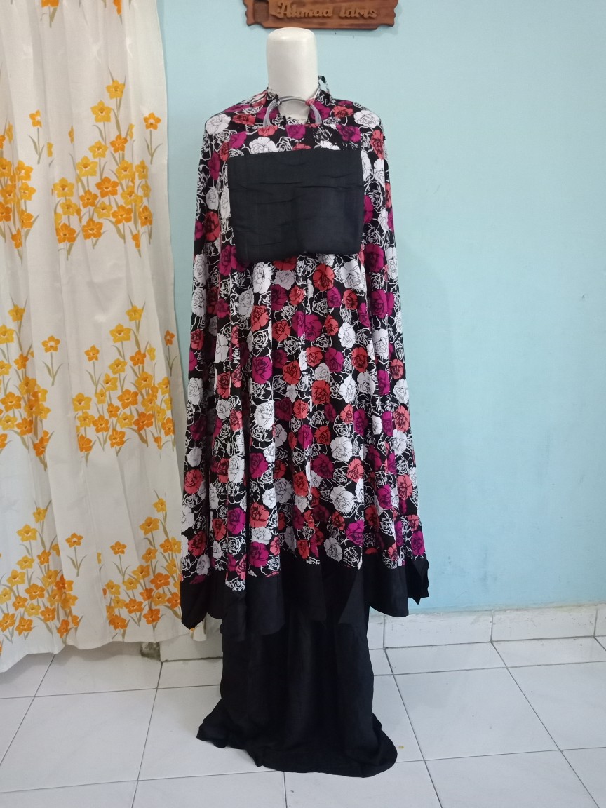 Ms Gamis Batik Sriwedari Maxi Super Jumbo Xxxl Ld 120c. Resleting Belakang Katun Sogan