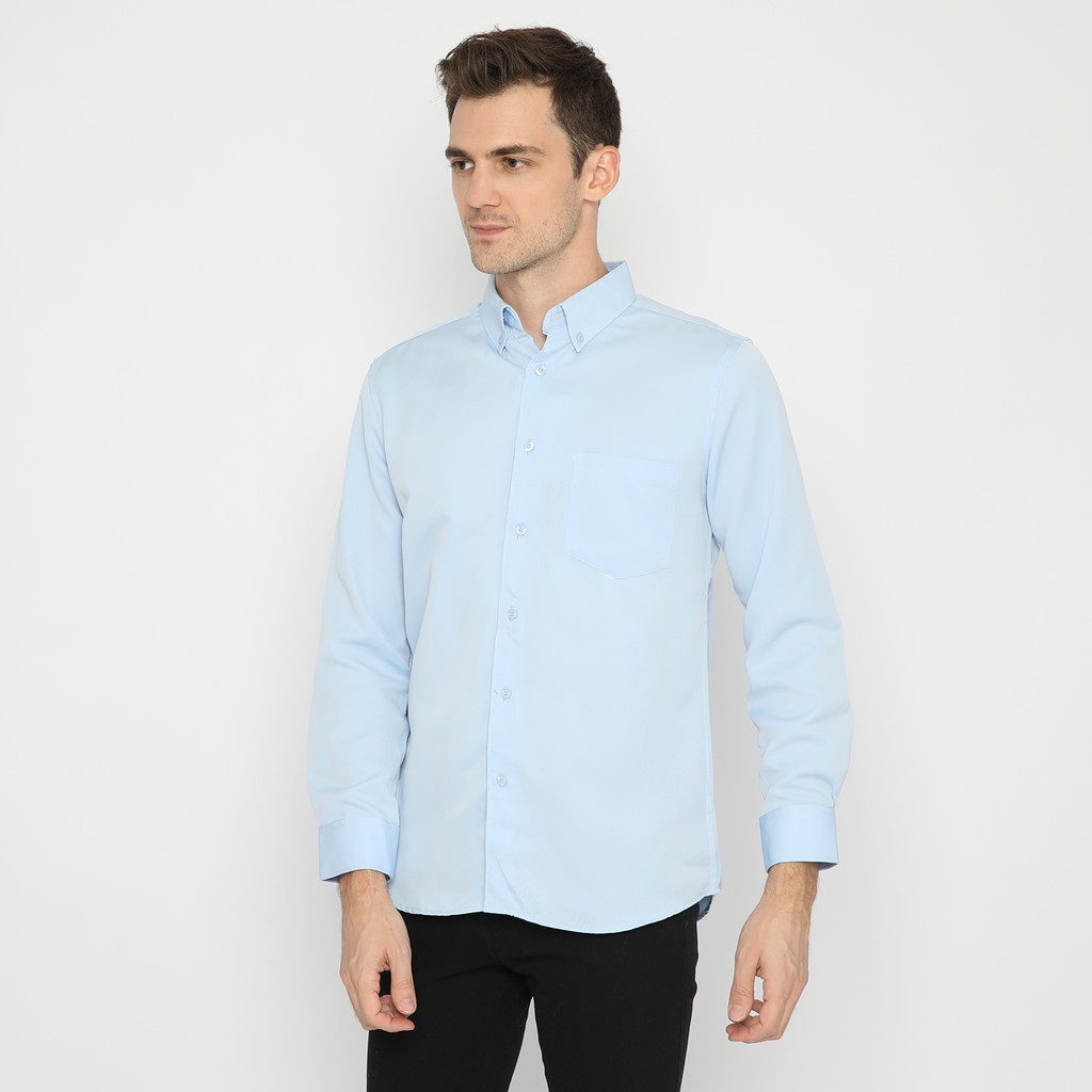 Platini Kemeja Pria Lengan Panjang Basic Polinosic light Blue 66106 / Ramayana Jatinegara