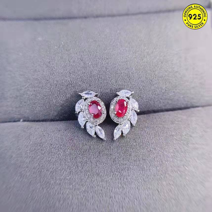 Anting Tusuk Desain Sayap Malaikat Hias Rubi Gaya Simple Untuk Wanita