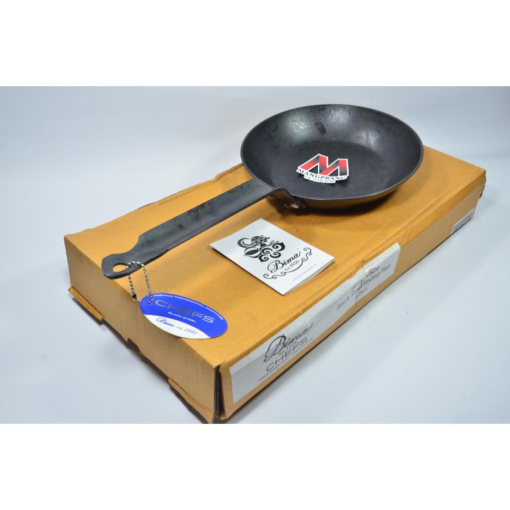 Wajan bushcraft 24 Cm Bima heavy black steel frying pan