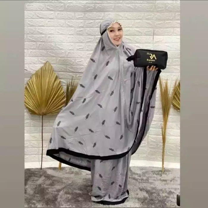 Mukena Raissa Mukena Rayon Bali Dewasa Jumbo Siti Khadijah Pasteleena - Abu-abu