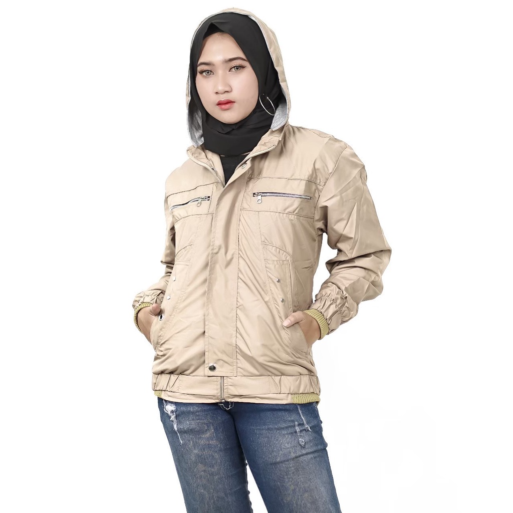 JAKET MURAH WANITA JAKET PARASUT CEWE OUTDOOR RUNNING LARI WATERPROOF