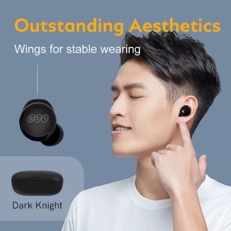 GARANSI 1 TAHUN QCY T17 TWS EARPHONE BLUETOOTH WIRELESS TANPA KABEL EARBUDS BT5.1 HIFI KONTROL SENTUH MODEL LATENSI