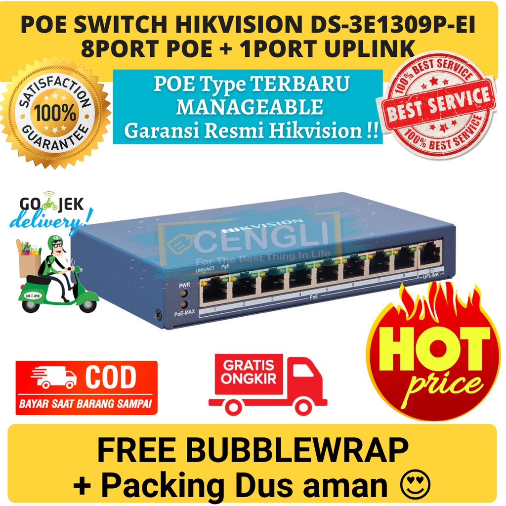 Poe Switch Hikvision DS-3E1309P-EI 8port Poe + 1Port Uplink / Switch Poe Hikvision 8port+1Port