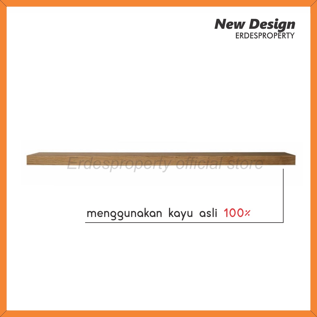 TANPA BOR Rak Dinding Ambalan Kayu Asli Melayang Hiasan Dinding Floating Wall Shelf