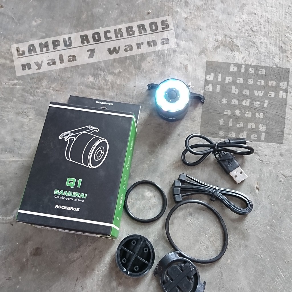 Lampu Belakang Sepeda Q1 Rockbros 7 Warna Samurai