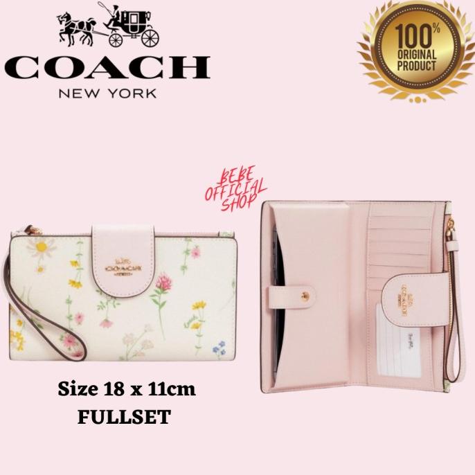 NEW SALE DOMPET WANITA [ORIGINAL] COACH TECH PHONE WALLET WITH SPACED WILDFLOWER COACH WALLET SALE