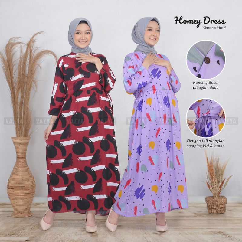 Homey Long Dress Kimono Motif