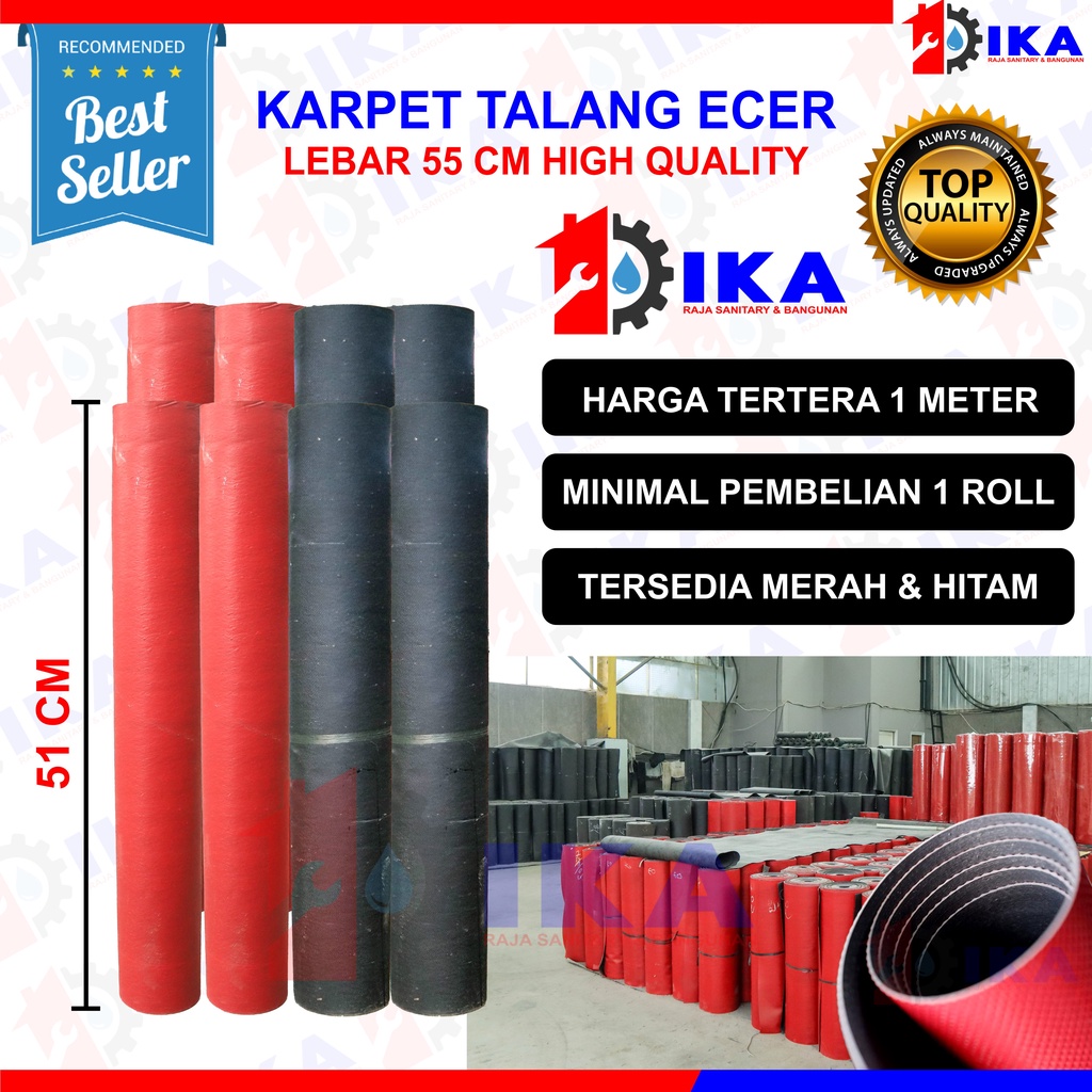 (KHUSUS GOJEK/GRAB) Karpet Talang Air 1 Meter 55 90 110 Merah Hitam Pabrikan READY!!