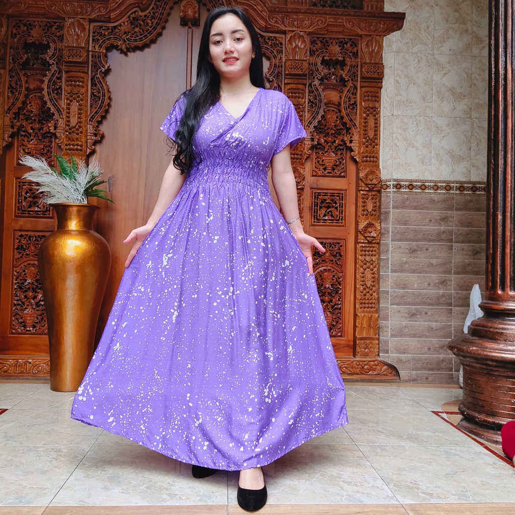 DASTER MOZA PRINT | BALI LONGDRESS-GALAXY PURPLE