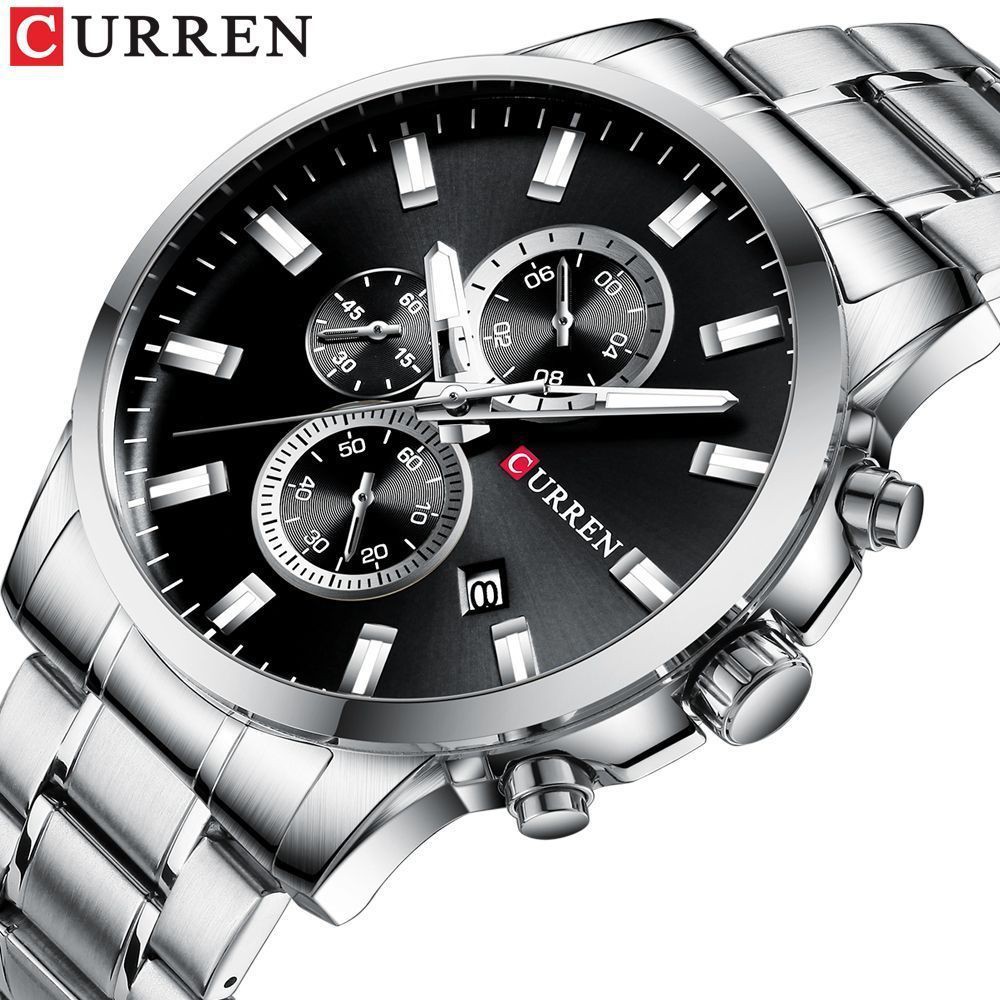 CURREN 8348 Jam Tangan Pria Analog Stainless Steel Chronograph Aktif WATCHKITE WKOS