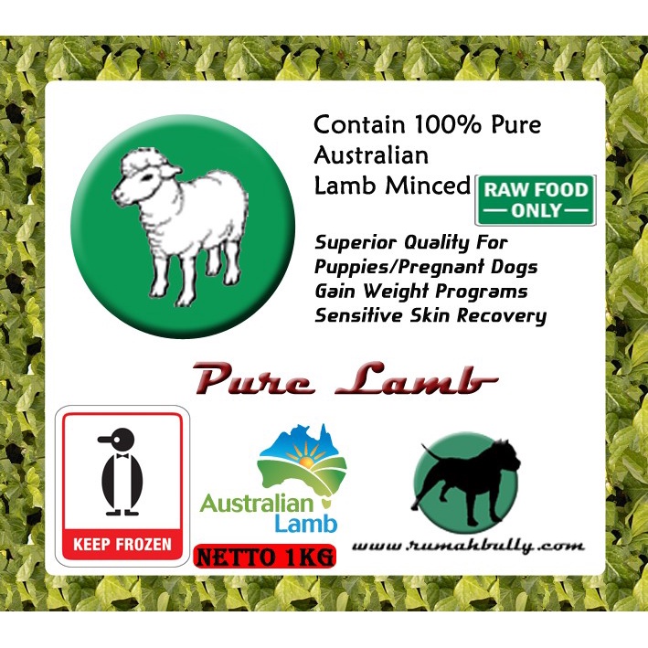 Pure Lamb Meat 250gr, 500gr, 1kg / Dog Cat Raw Food Makanan Anjing Kucing