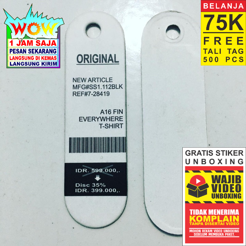 

BARCODE ORIGINAL TAG PRICE HANGTAG SUPER PREMIUM CO 1X DIKIRIM 600PCS