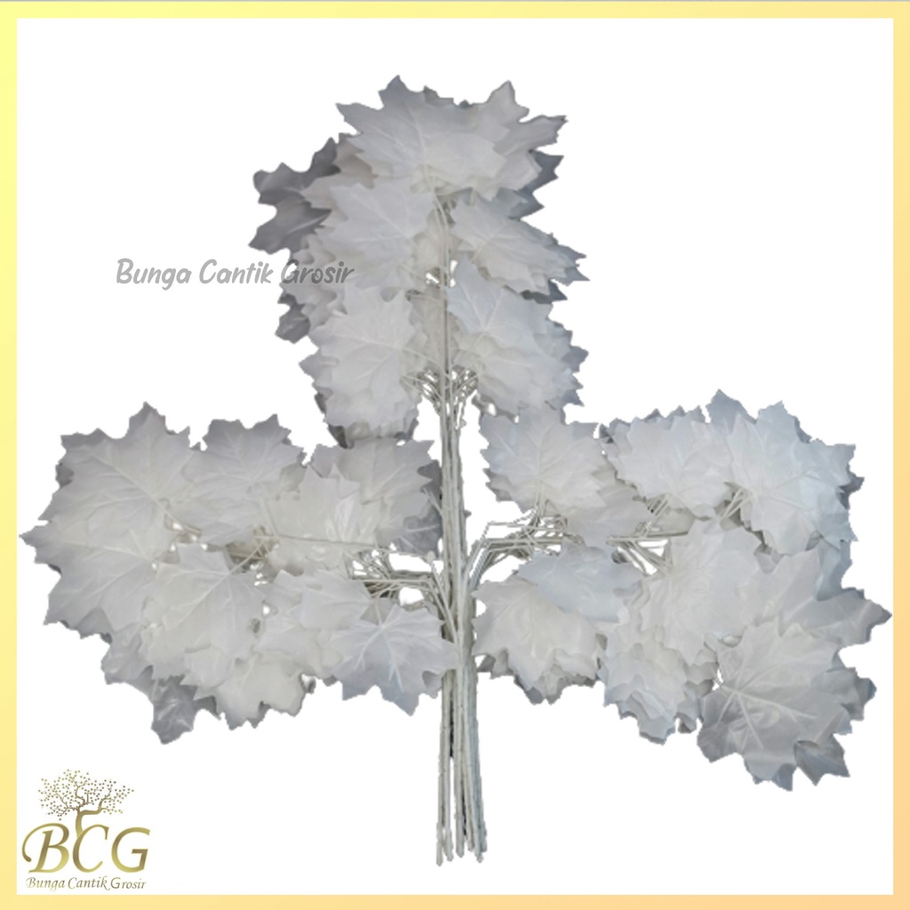Jual Daun Maple Putih (Lusinan) Daun Artificial / Daun Dekorasi / Daun