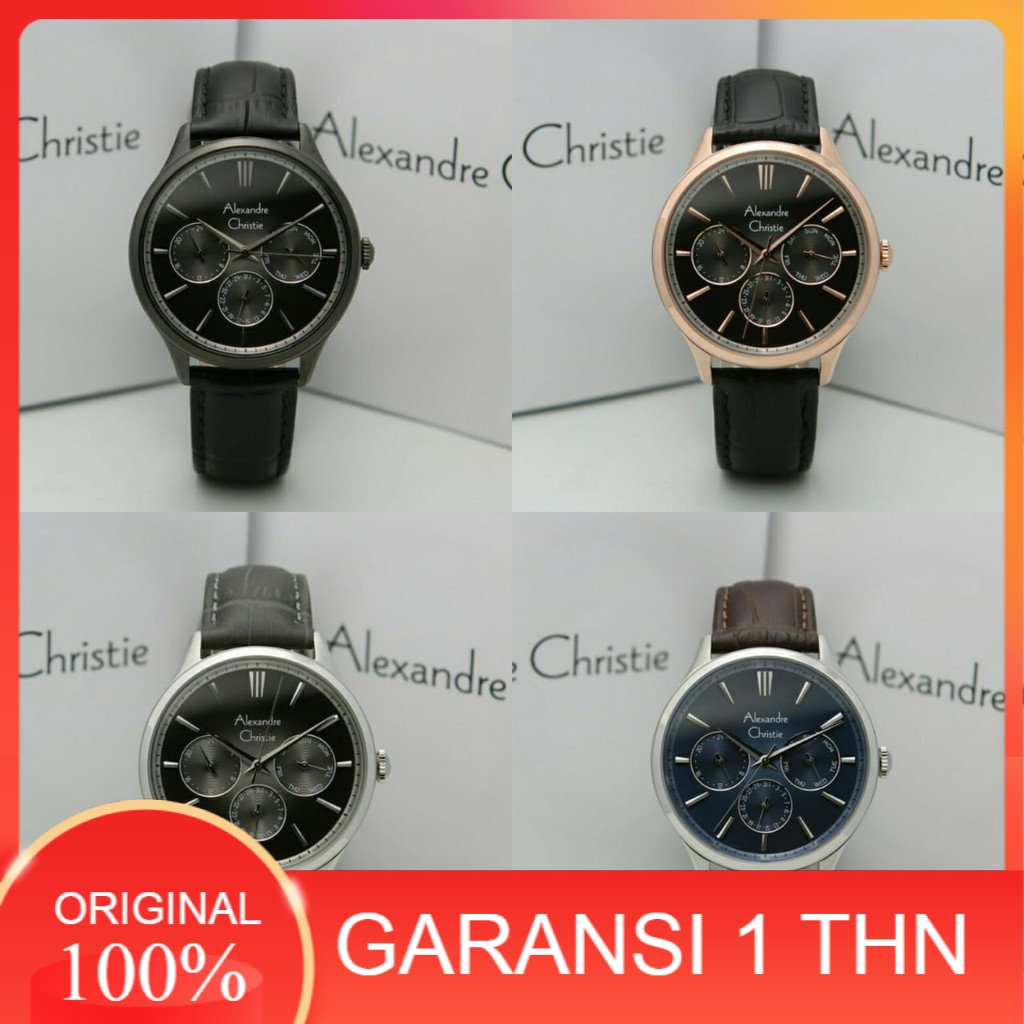 JAM TANGAN PRIA ALEXANDRE CHRISTIE AC 6569 AC6569 BLACK LEATHER ORIGINAL