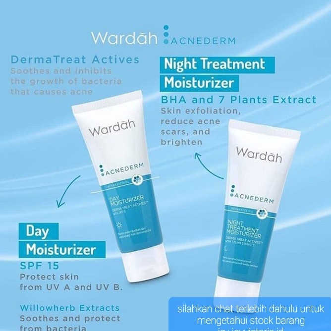 WARDAH ACNEDERM DAY DAN NIGHT CREAM / KRIM WAJAH JERAWAT KOSMETIK MOIS