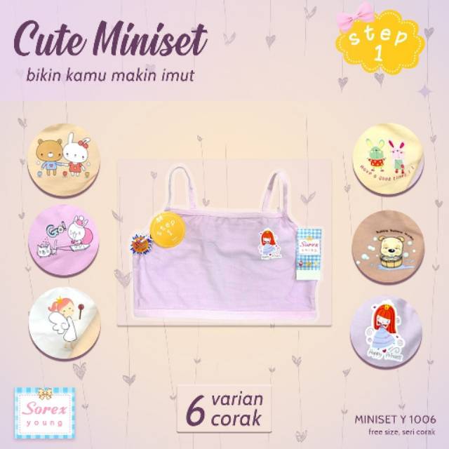 Miniset sorex Young Y 1006 dengan motif dan tali kecil,