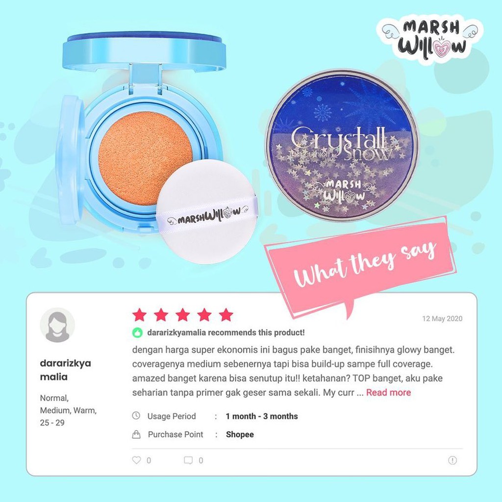 ⭐ BAGUS ⭐ MARSHWILLOW CRYSTAL SNOW BB CUSHION | Crystall