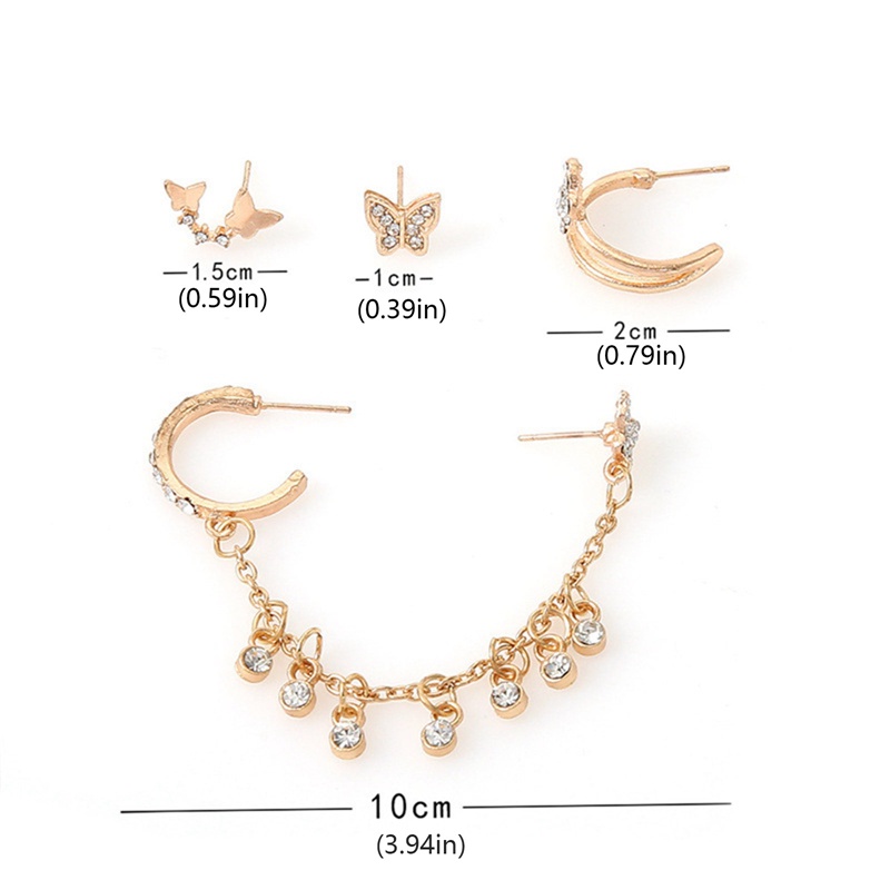 Anting Klip Tulang Telinga 925 Silver Needle Model Kupu-Kupu Rumbai Asimetris Gaya Korea Untuk Wanita