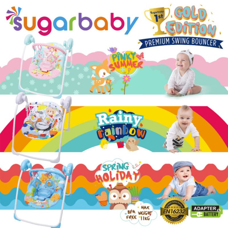 SUGARBABY SWING BOUNCER GOLD EDITION - ayunan bayi FREE BUBBLE WRAP