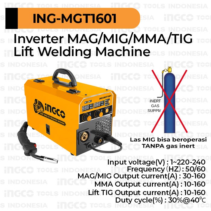 Jual Mesin Trafo Las 160A MAG/MIG/TIG/MMA INGCO 4in1 Welding Inverter ...