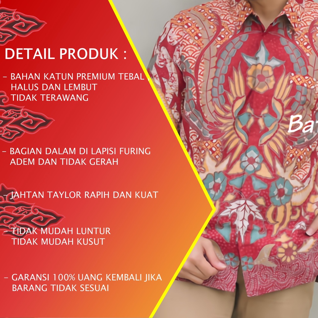 BATIK SOLO PREMIUM PRIA MOTIF KOMBINASI LENGAN PANJANG REGULAR FULL FURING KATUN PRINT ALUNA PCW 117