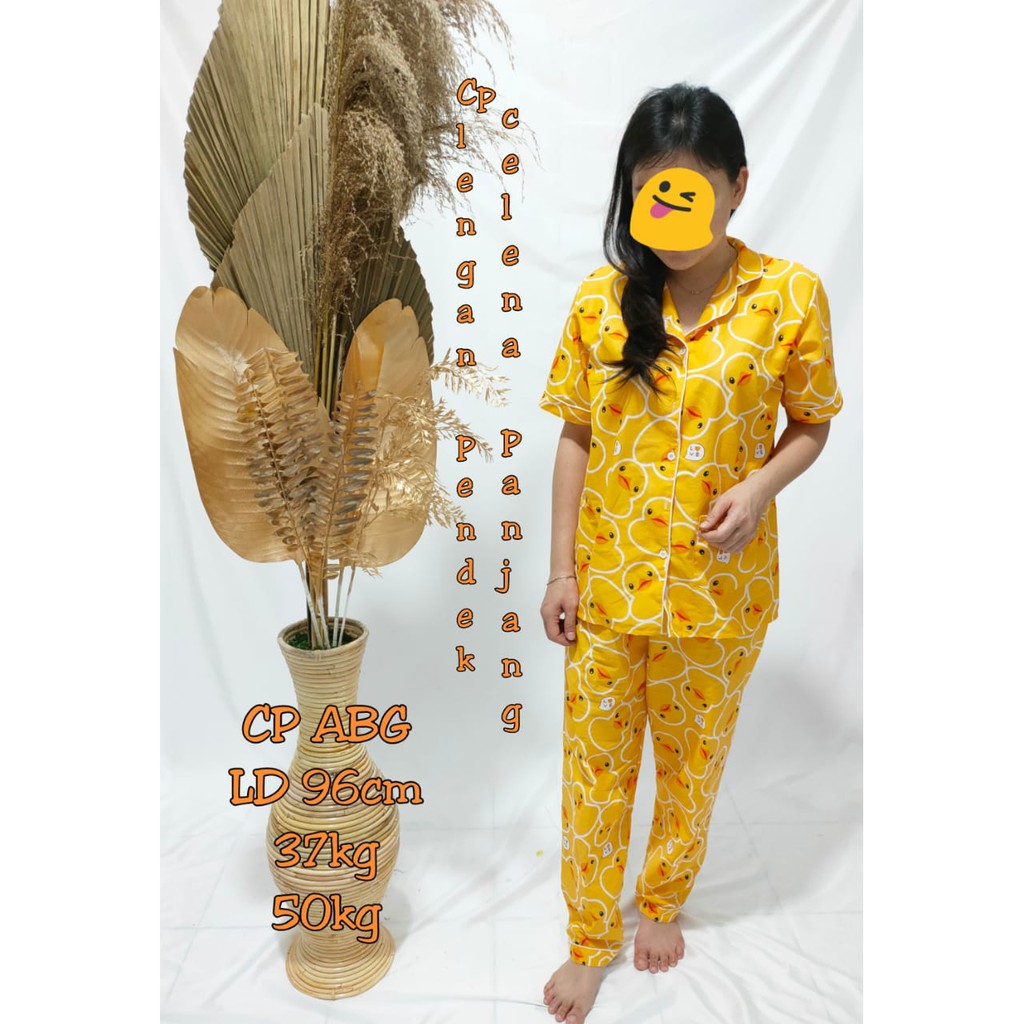 Piyama Couple Ibu Dan Anak Pakaian Baju Tidur Pajamas Katun Deluxe Bebek Kwek Kwek