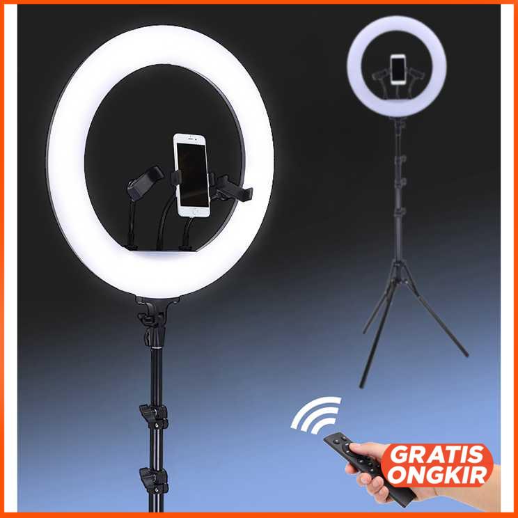 Lampu Halo Ring Light 18Inch 3xHolder Remote Tripod JY-460B