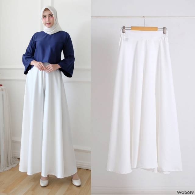 WIDE WHITE PANTS FIT TO L Kulot Lebar Putih Palazzo Cantik Original Realpict