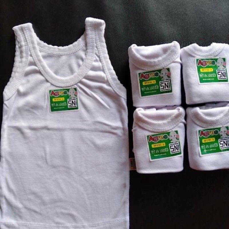 Agree Kids ST.04 Kaos Dalam Singlet Anak Perempuan Laki-laki Putih Katun Serap