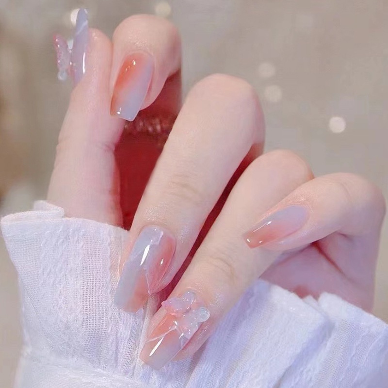 24pcs / Kotak Kuku Palsu Full Cover Untuk Dekorasi Nail Art Z337