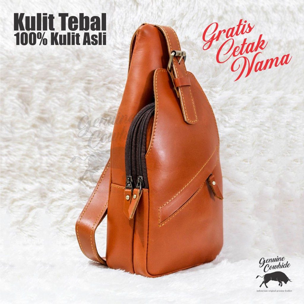 Tas Selempang Pria Material Kulit Asli - Genuine Cowhide