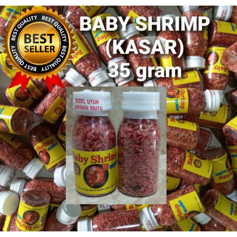 Rp 5.000, PAKAN IKAN UDANG KERING BABY SHRIMP KASAR (35 gr),  ANAK UDANG SUPER UNTUK MAKANAN IKAN PREDATOR