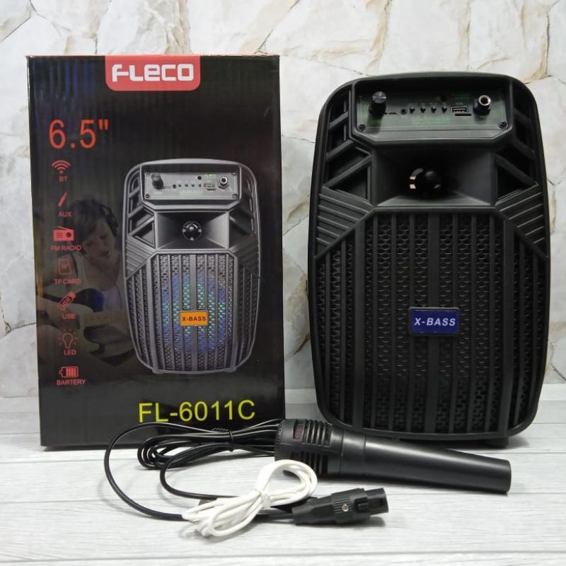 Speaker Buetooth Fleco 6'5 inch F-6011 terbaru bonus mic + remote