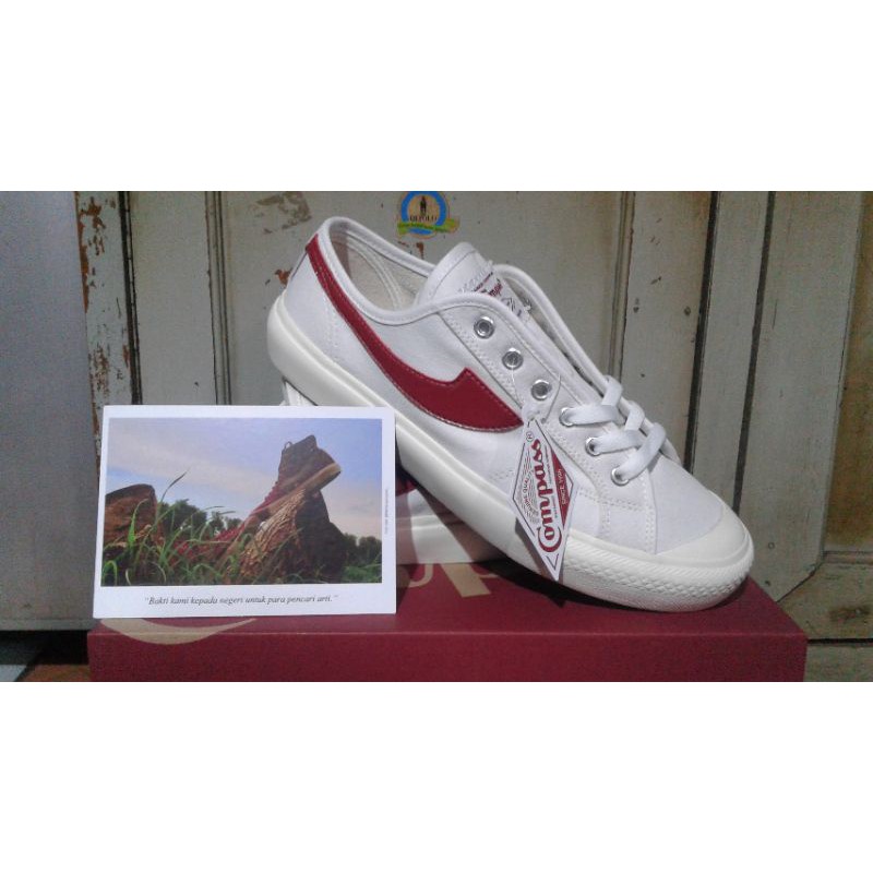SEPATU COMPASS GAZELLE WHITE RED LOW